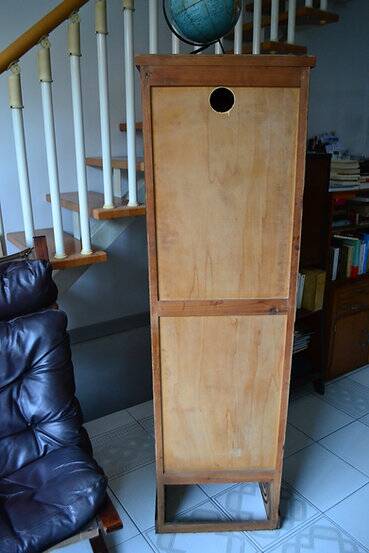 1950s curtain cabinet oak storage unit