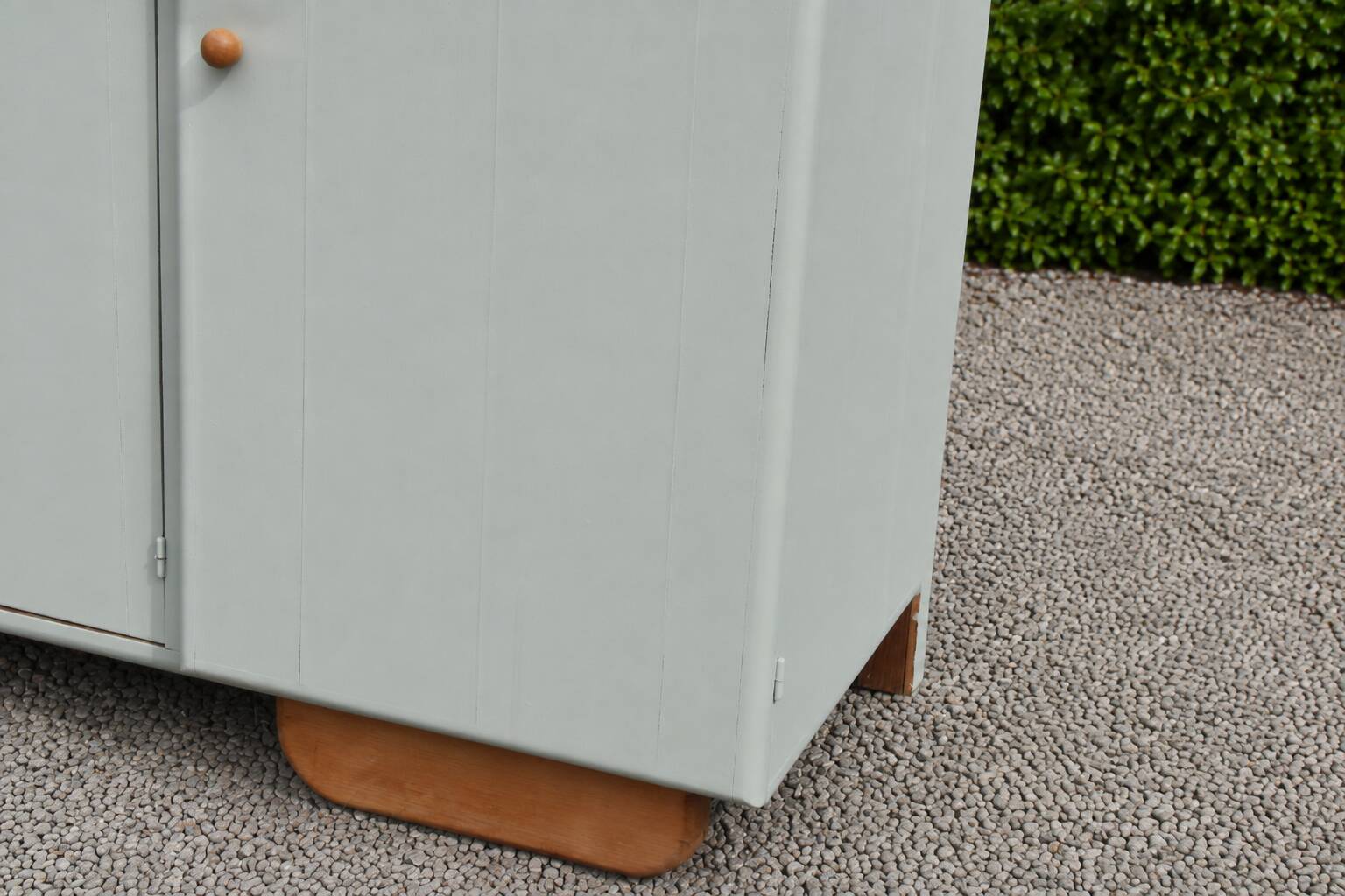 Renovated vintage buffet in Mado style – Celadon Libéron and natural wood – 13