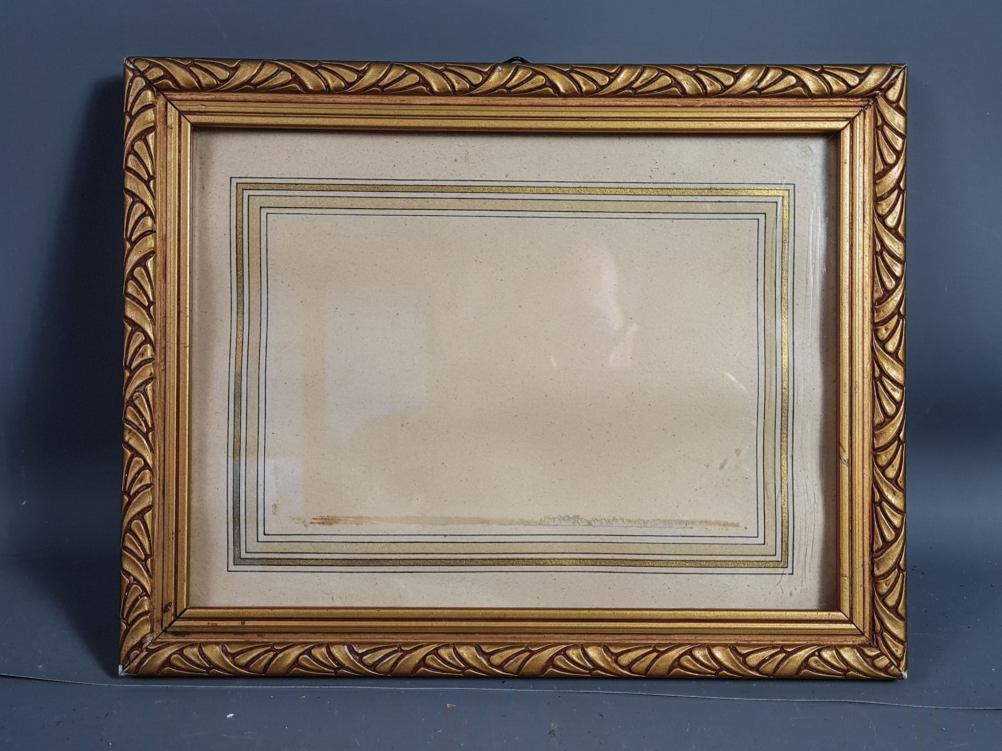 Old frame Art Deco gilded stucco wood 22.5x17.5 cm, foliage 14.9x19.9 cm SB
