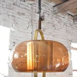 Suspension en laiton et verre fumé de Temde, Allemagne, années 1970