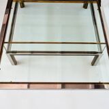 Coffee table in brass and chrome with folding top compartment to House Jansen 1970 s