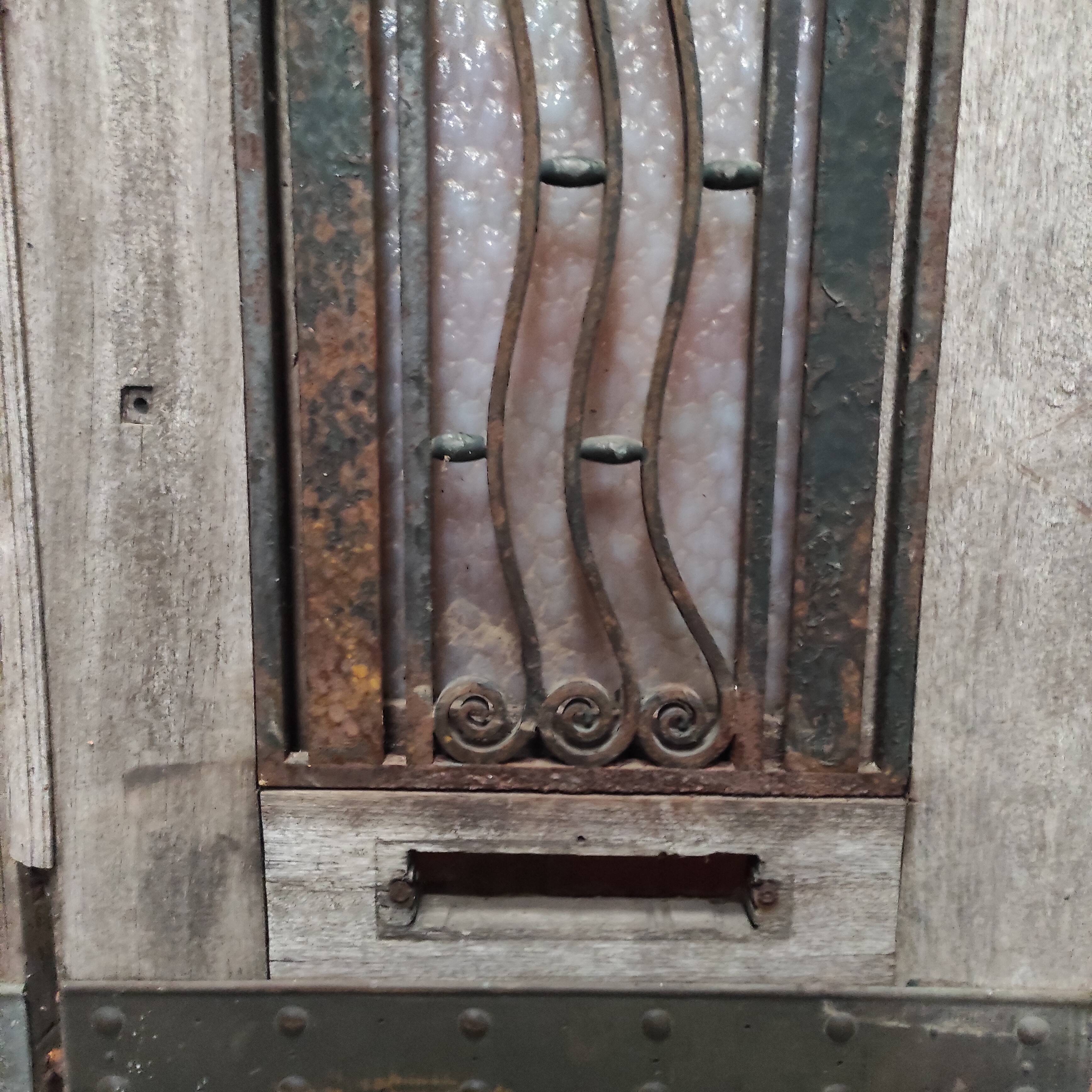 Antique Double Wooden Doors | Wrought Iron & Bubble Glass Entry Doors