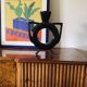 Organic modern black ceramic vase, Italy 1980s