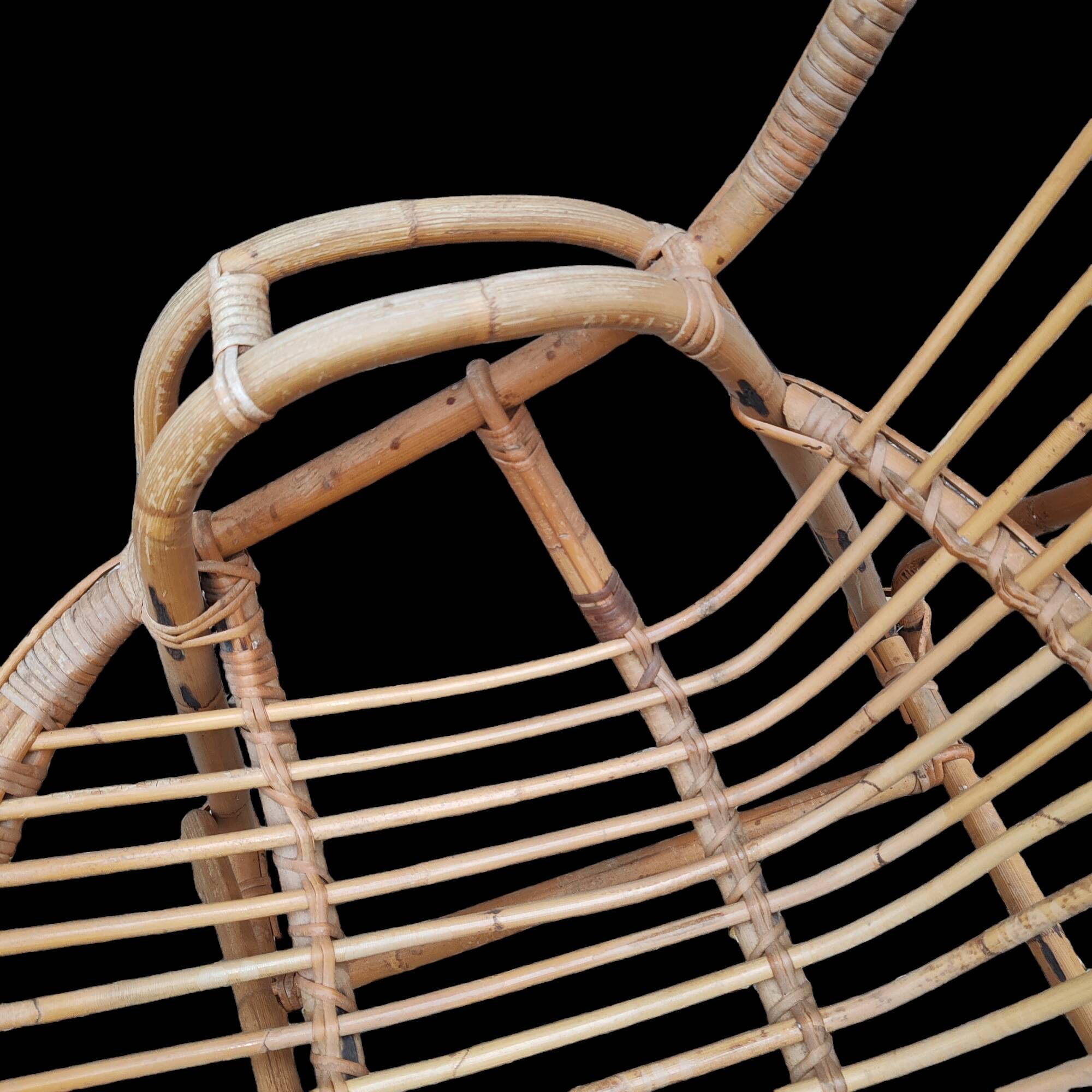 Large vintage rattan armchairs, 1960s