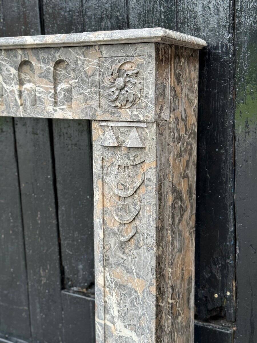 Louis XVI Fireplace In Gray Ardennes Marble, 18th Century