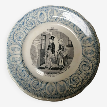 Digoin sarreguemines talking dessert plate "baverne n°7"