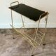 End table, Erdecor magazine holder in gold metal and black glass