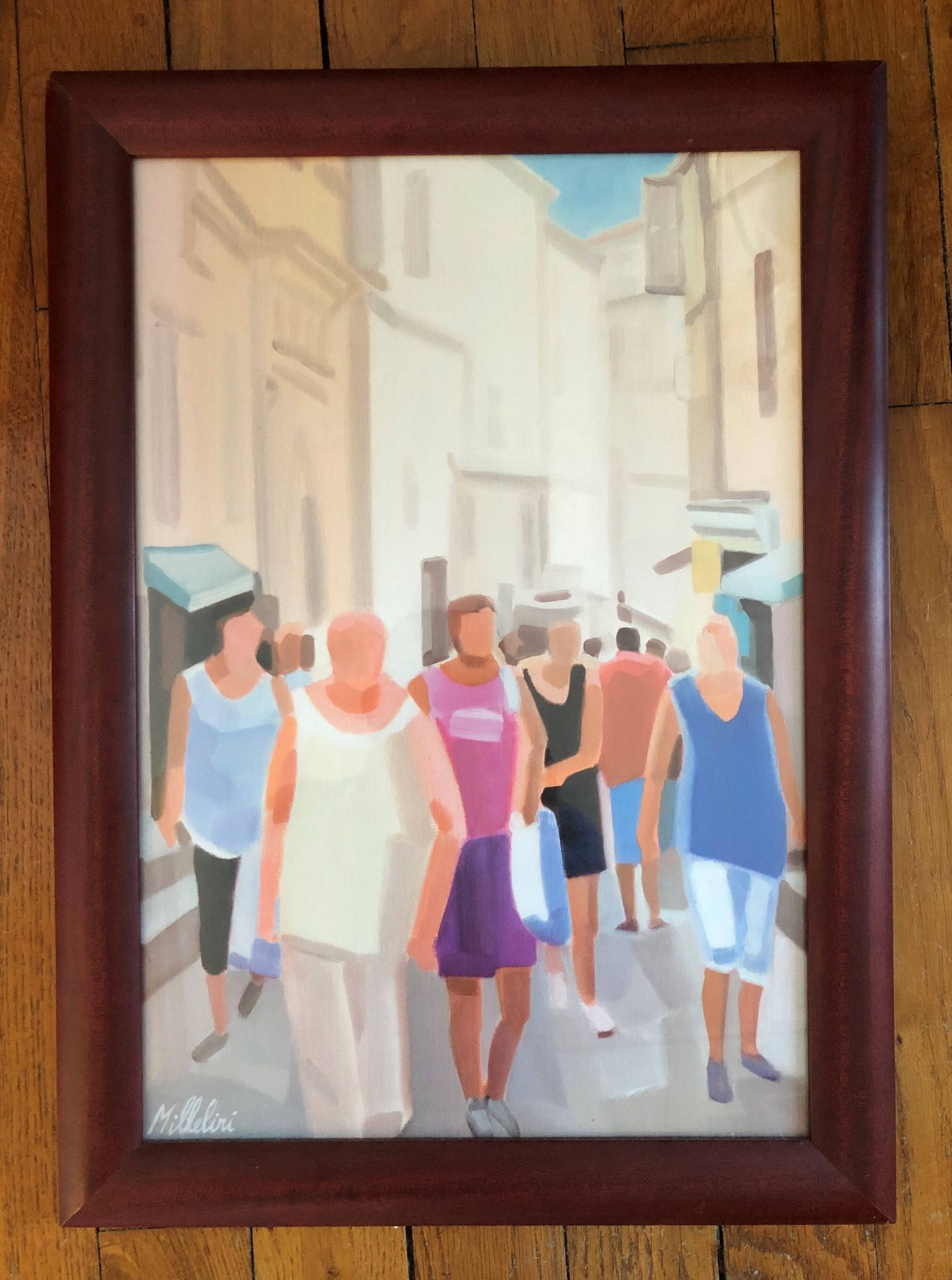 Lithographie : rue animée de JP Milleliri