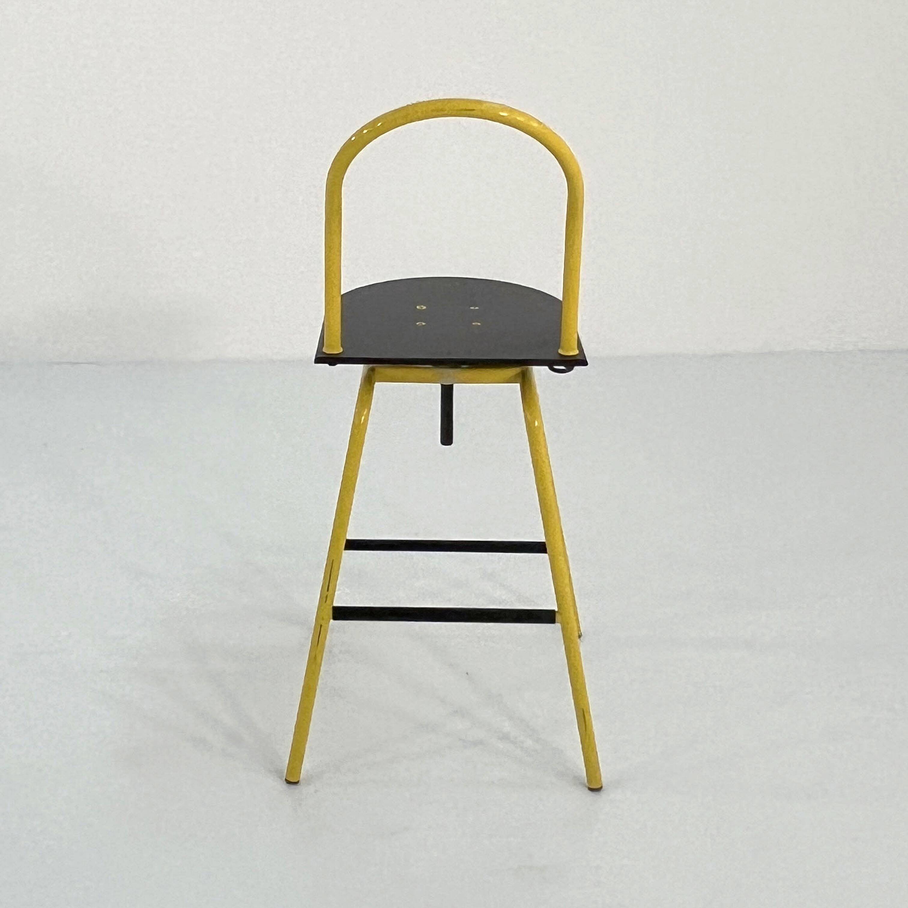 Il Bottone Yellow Adjustable and Swivel Bar Stool by Paolo Parigi for Heron Parigi, 1980