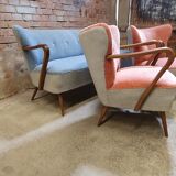 Cocktail set pair of armchair and its sofa 1960