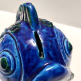 Rimini Blue Ceramic Fish Money Box by Bitossi, Italy