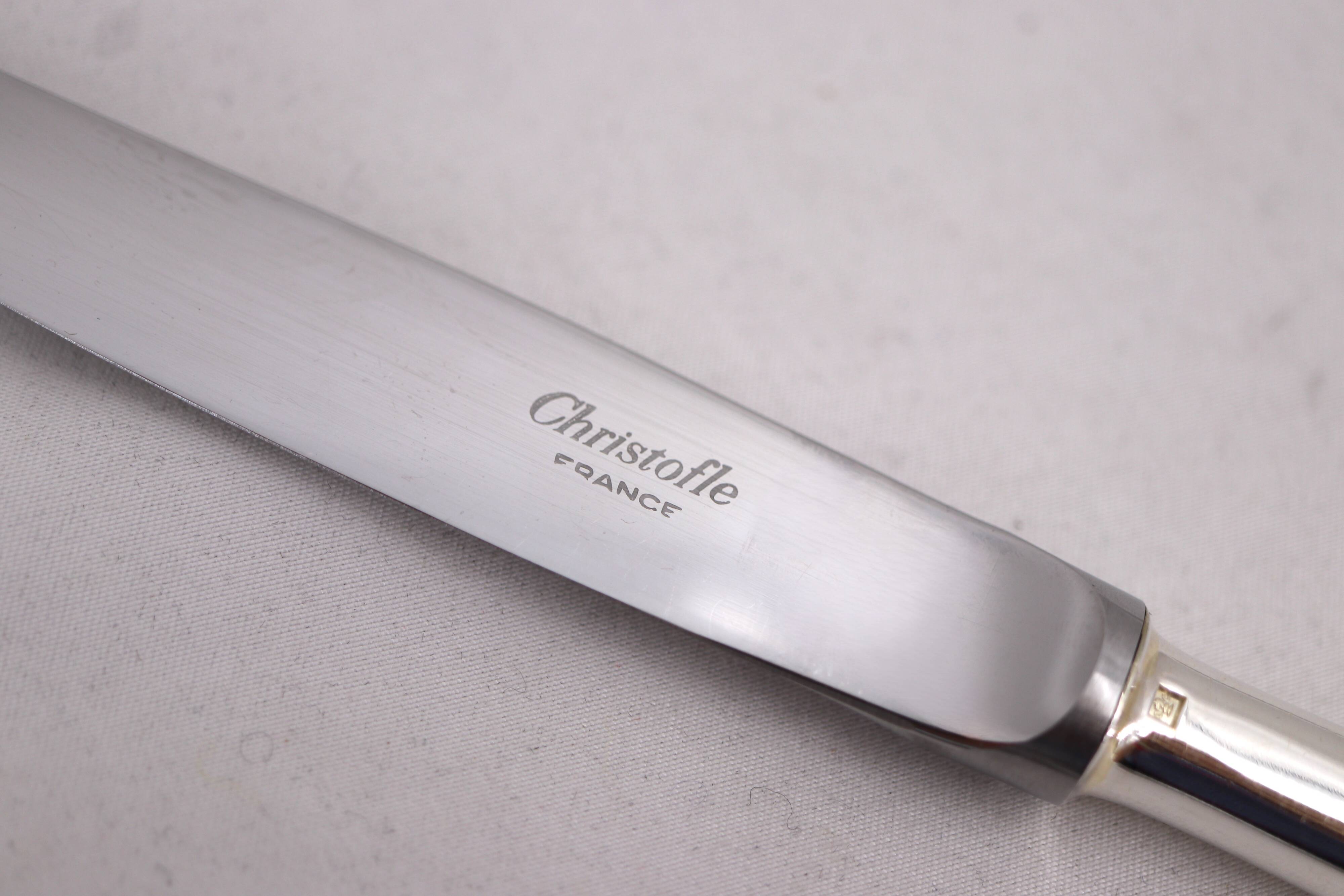 Christofle Baguette, 12 dessert knives, in perfect condition.