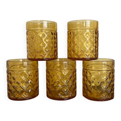 Verres ambrés à facettes Pernod par 5