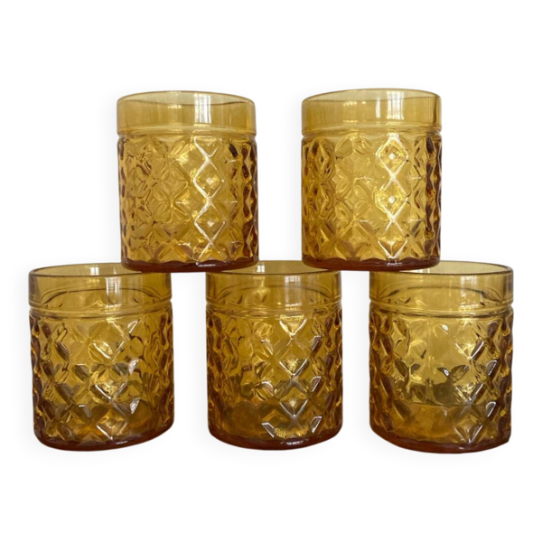 Verres ambrés à facettes Pernod par 5