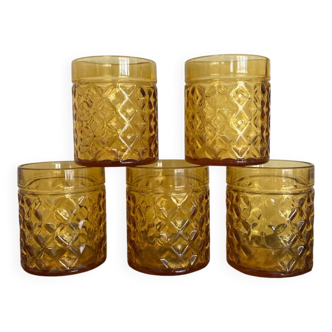 Faceted amber glasses Pernod by 5