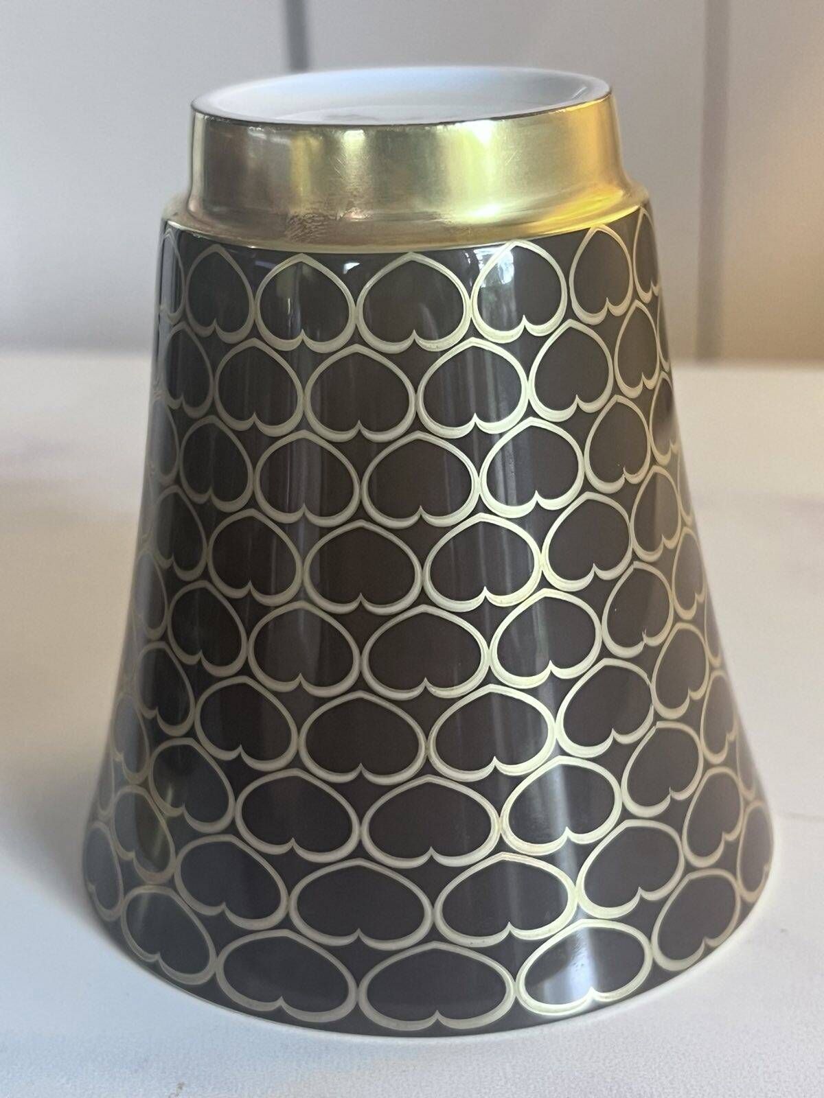HAVILAND Limoges porcelain Gold & White Vase pot ONZE DE COEUR hand-decorated
