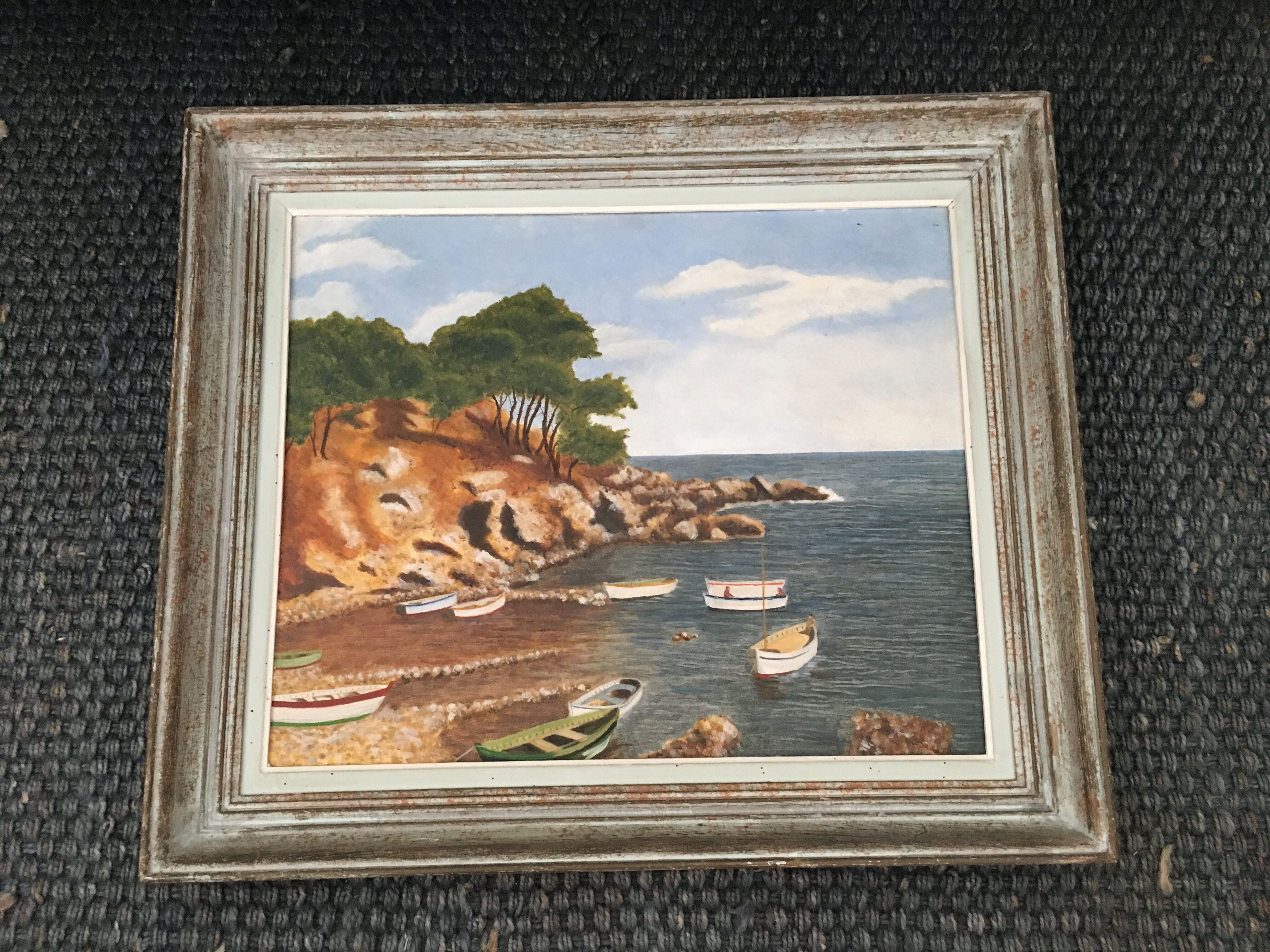 Table seaside landscape Cote d'Azur years 60