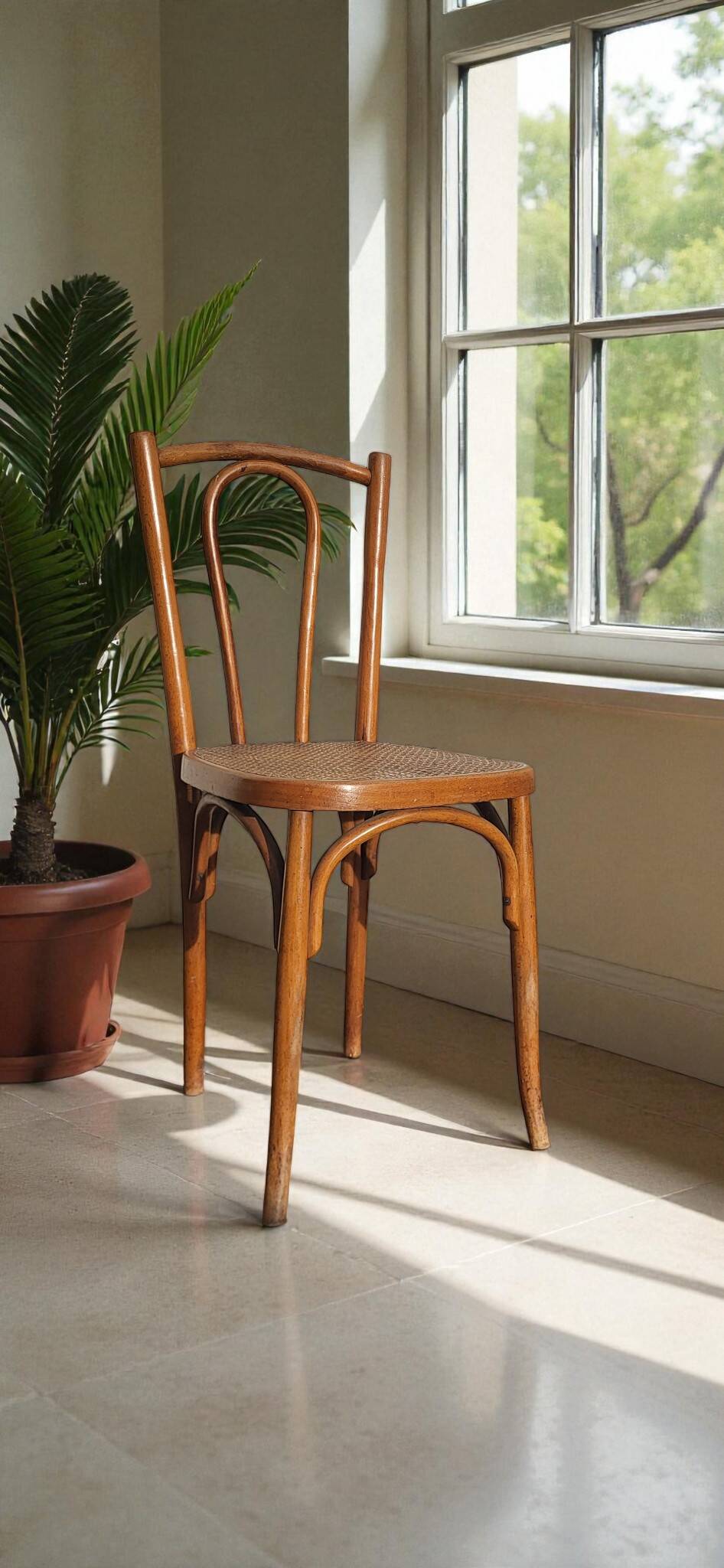 Chaise Bistrot Rotin en bois courbé