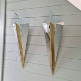 Large pair of triangular wall sconces, J.T. Kalmar, 1970-80.