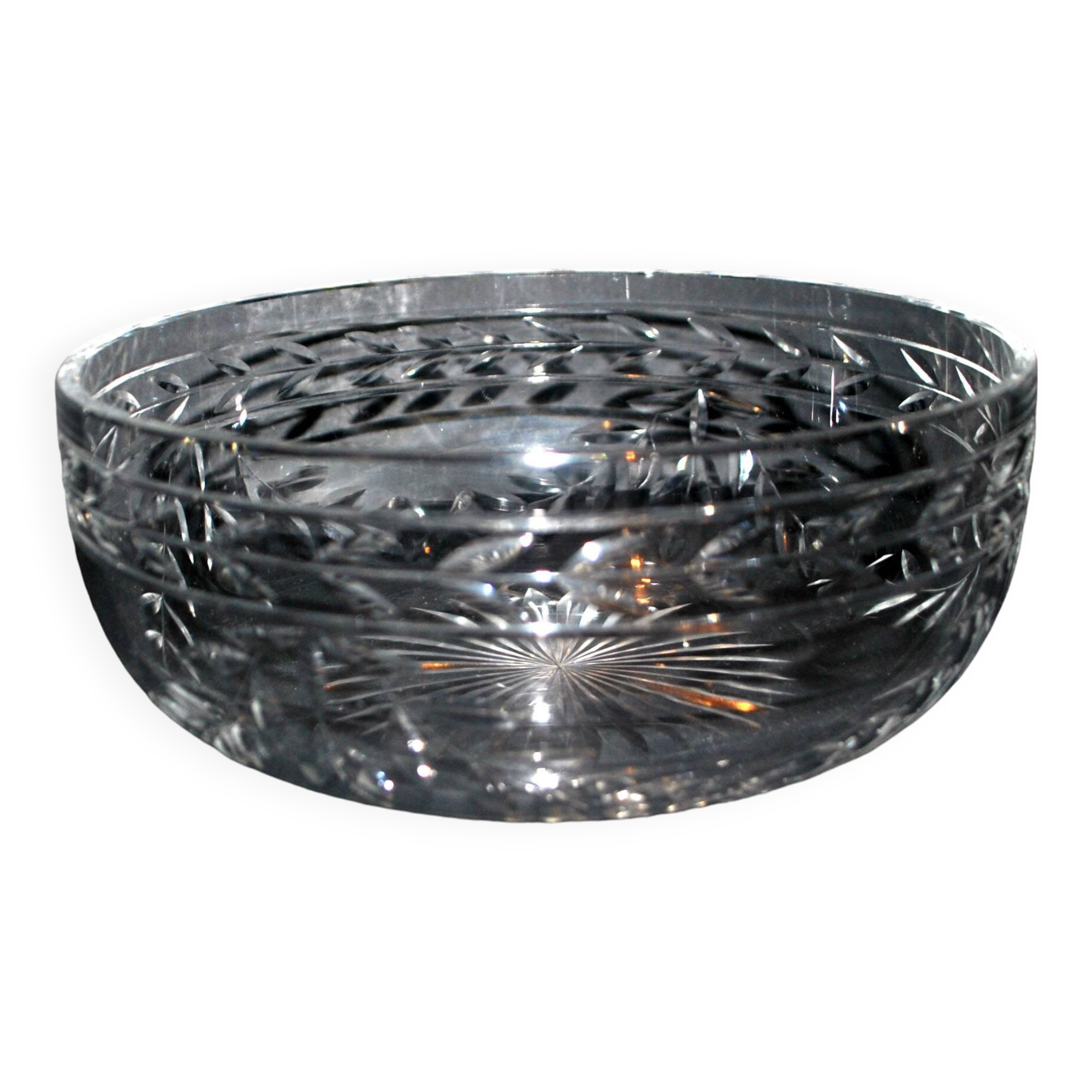 Saint louis crystal salad bowl, laurel garland model, 1930