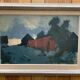 Original Swedish Oil on Canvas – “Red Barn” by Arne Aspelin – Signed – Vintage & Framed – 70 × 50 cm (27.6" × 19.7")