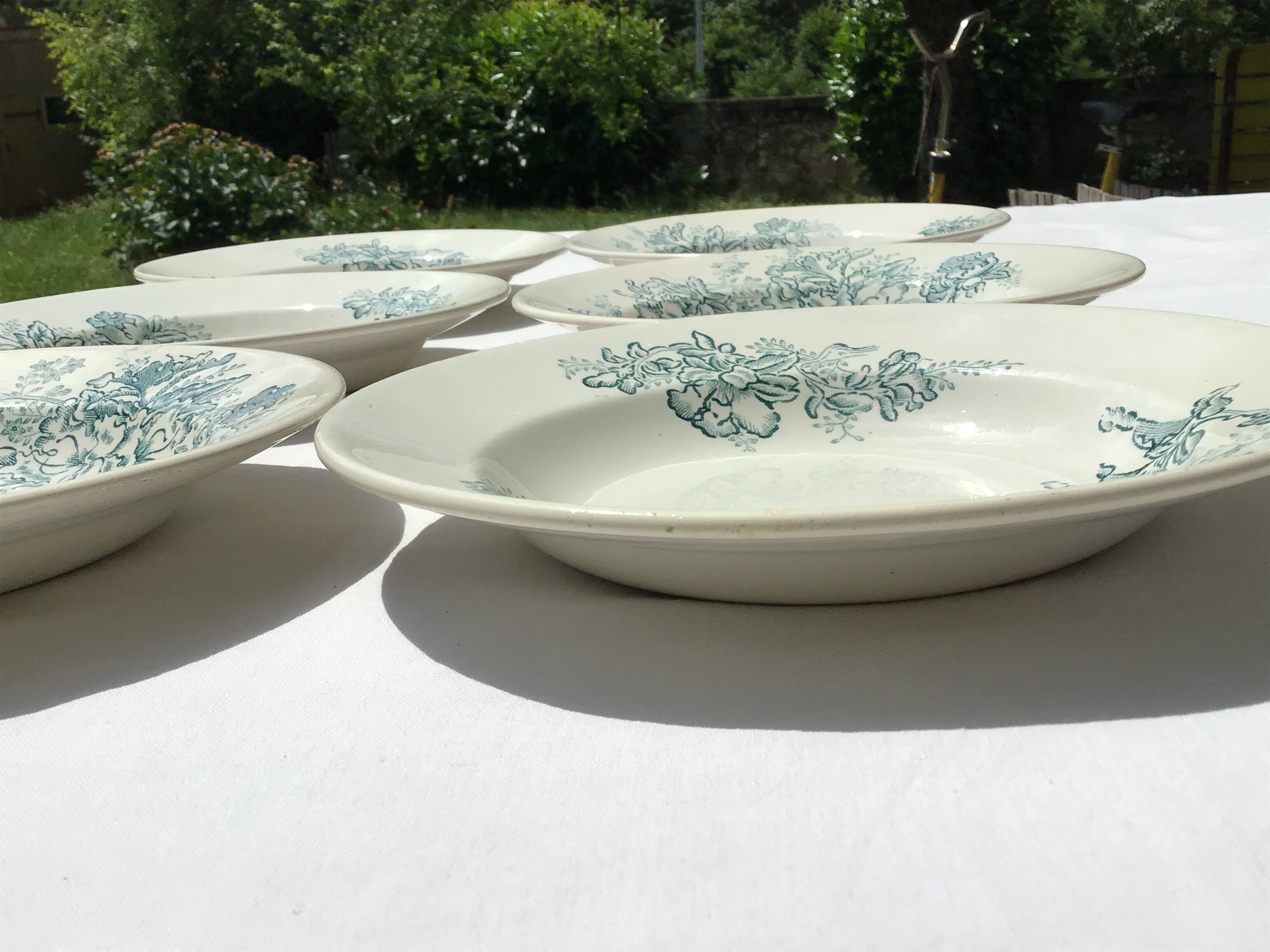 6 hollow plates Faïencerie Nouvelle Givors Floréal
