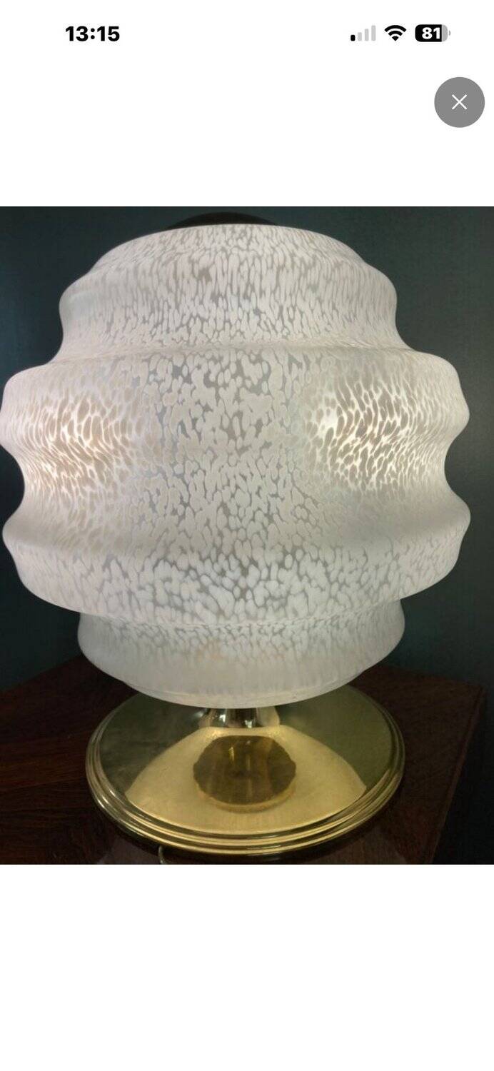 Vintage table lamp from Verrerie de Clichy, speckled glass and brass, years.