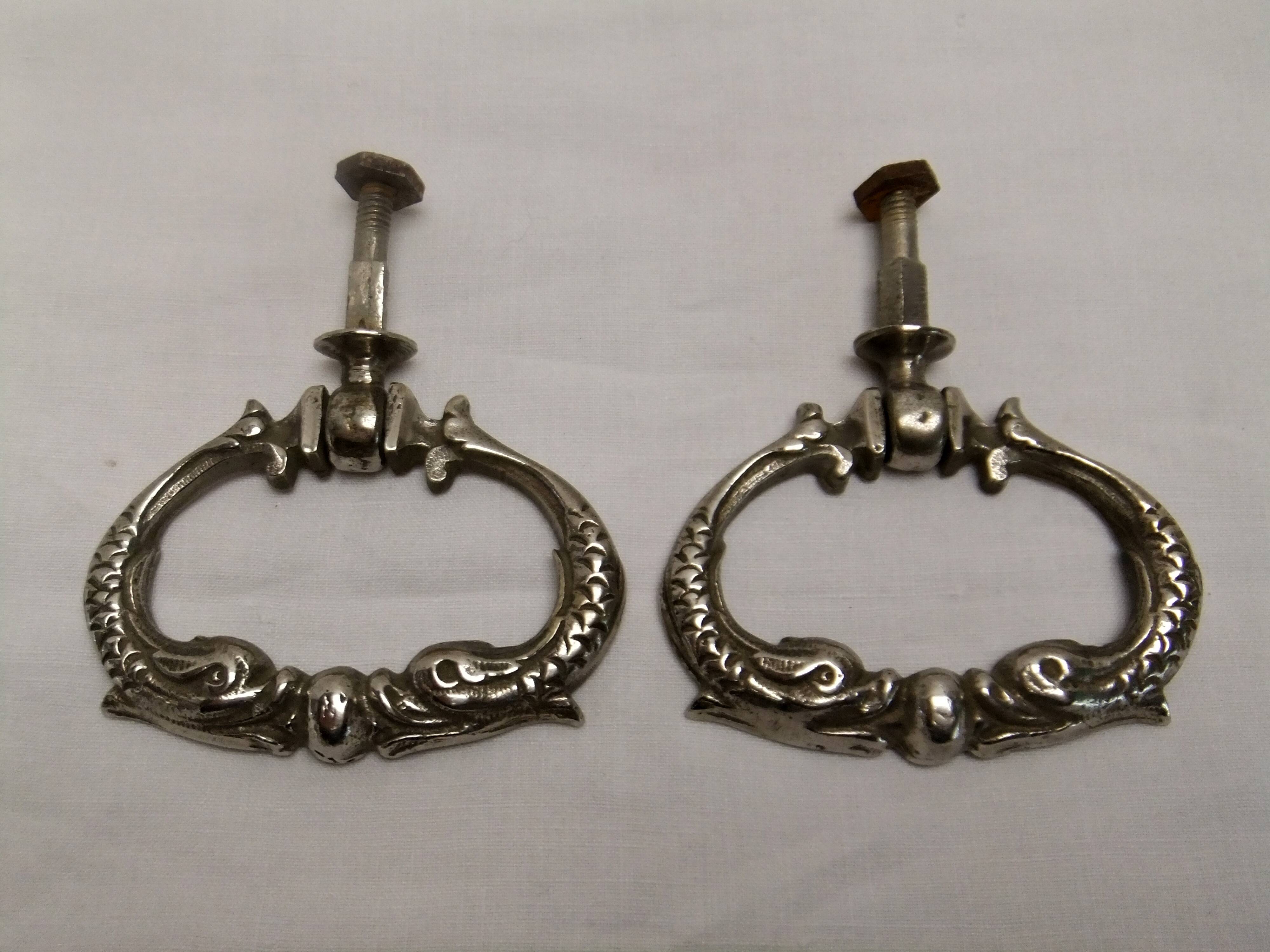 Old furniture handle drawer door fish dolphin pendant