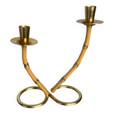 Faux bamboo & brass candleholder, Italy, 1970