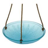 Art Deco pendant light in molded blue glass – 1930s