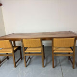 Grande table à manger en teck de style danois du milieu du siècle, années 1960