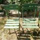 4 old iron and wood garden folding chairs