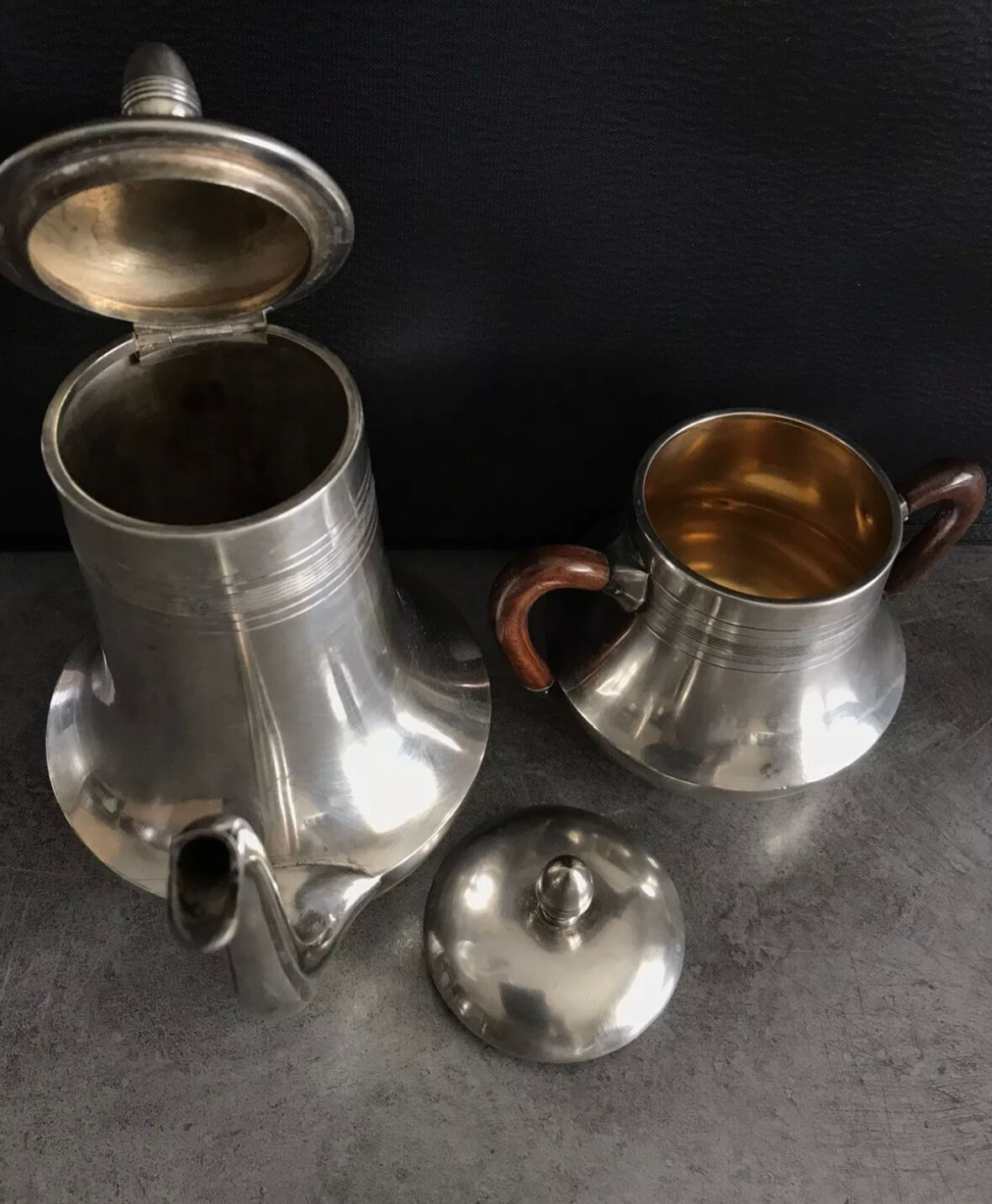 Coffee/tea service in silver metal punch goldsmiths phoenix villeurbanne xixth