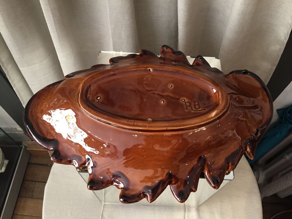 Coupe a fruits en forme de feuille vintage signe rb