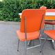 Formica leatherette chair with orange table, vintage 70s Space Age