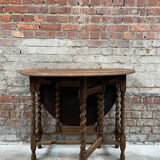 Antique Oak Oval Drop-Leaf Table with Barley Twist Legs – Gateleg Tabl