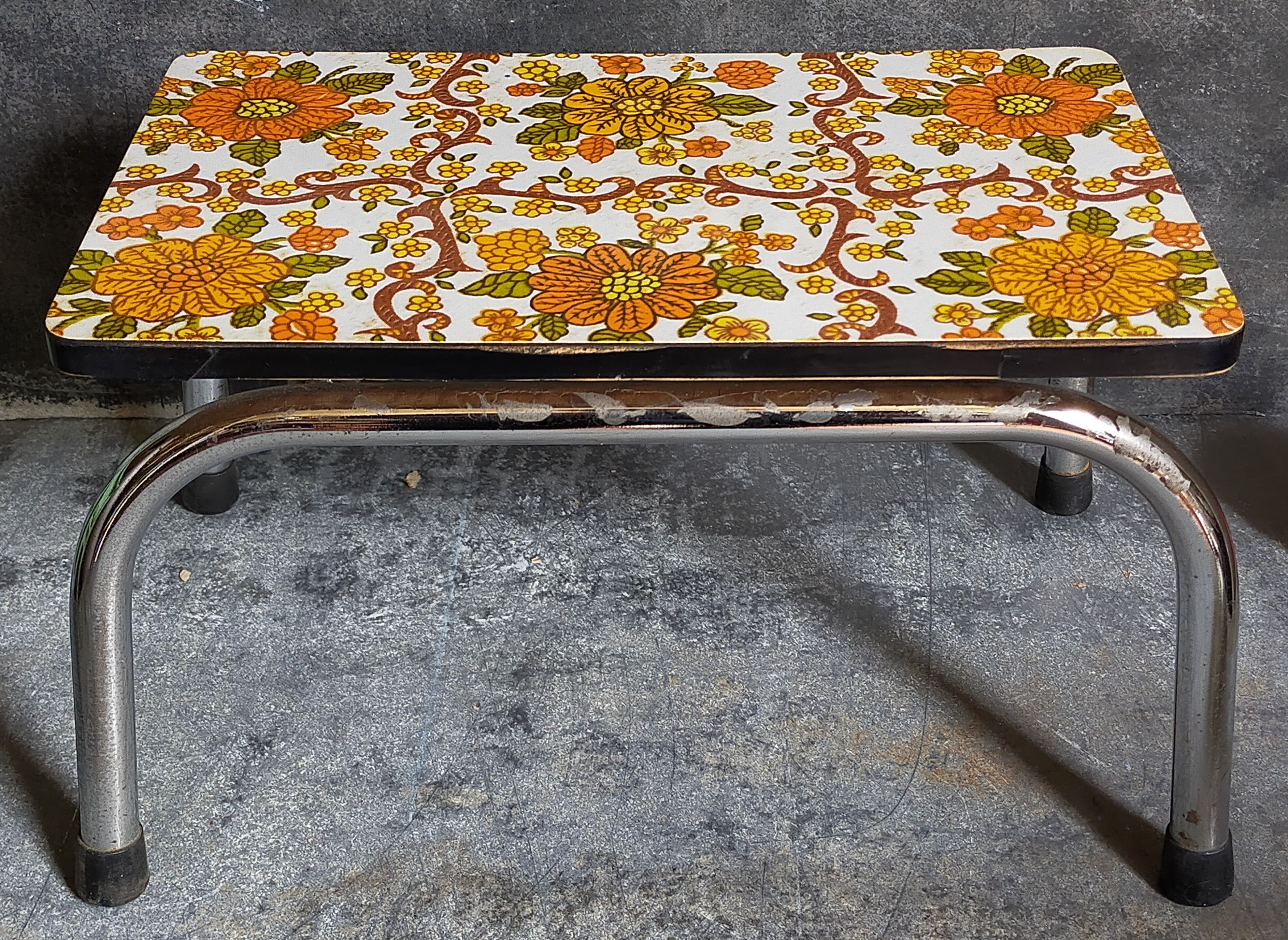 Vintage floral formica footrest stool