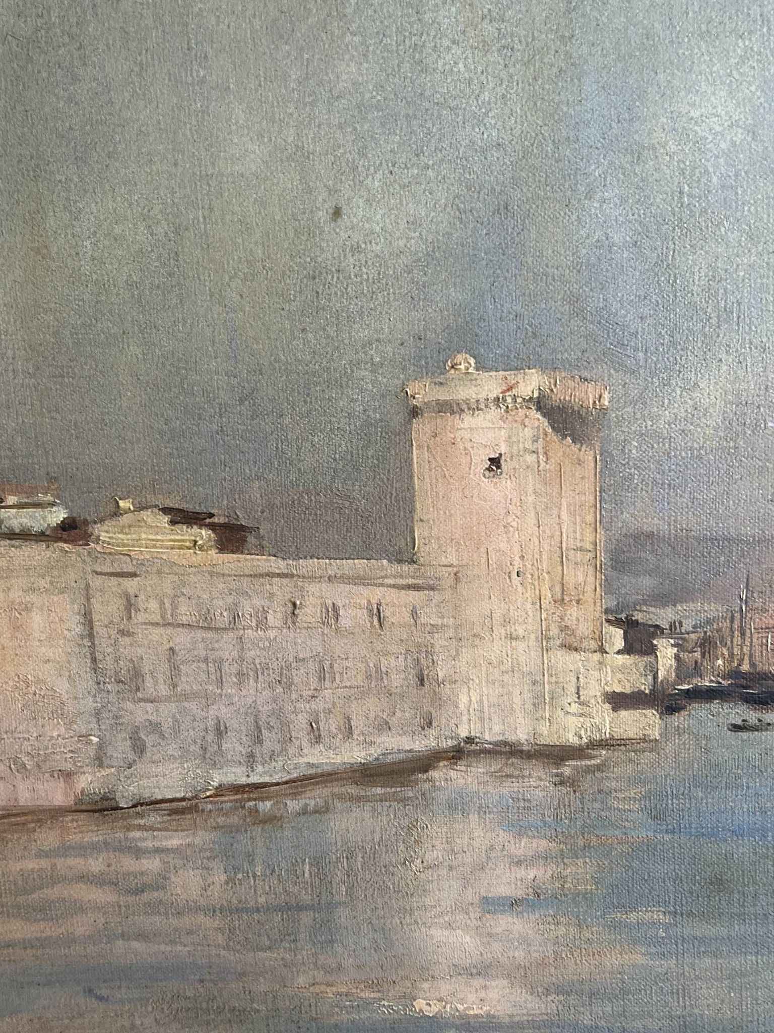Allegre raymond, oil on canvas port of marseille signed dated 19th century