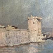 Allegre raymond, oil on canvas port of marseille signed dated 19th century