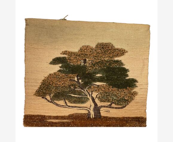 Bonsaï sur toile tissée en laine