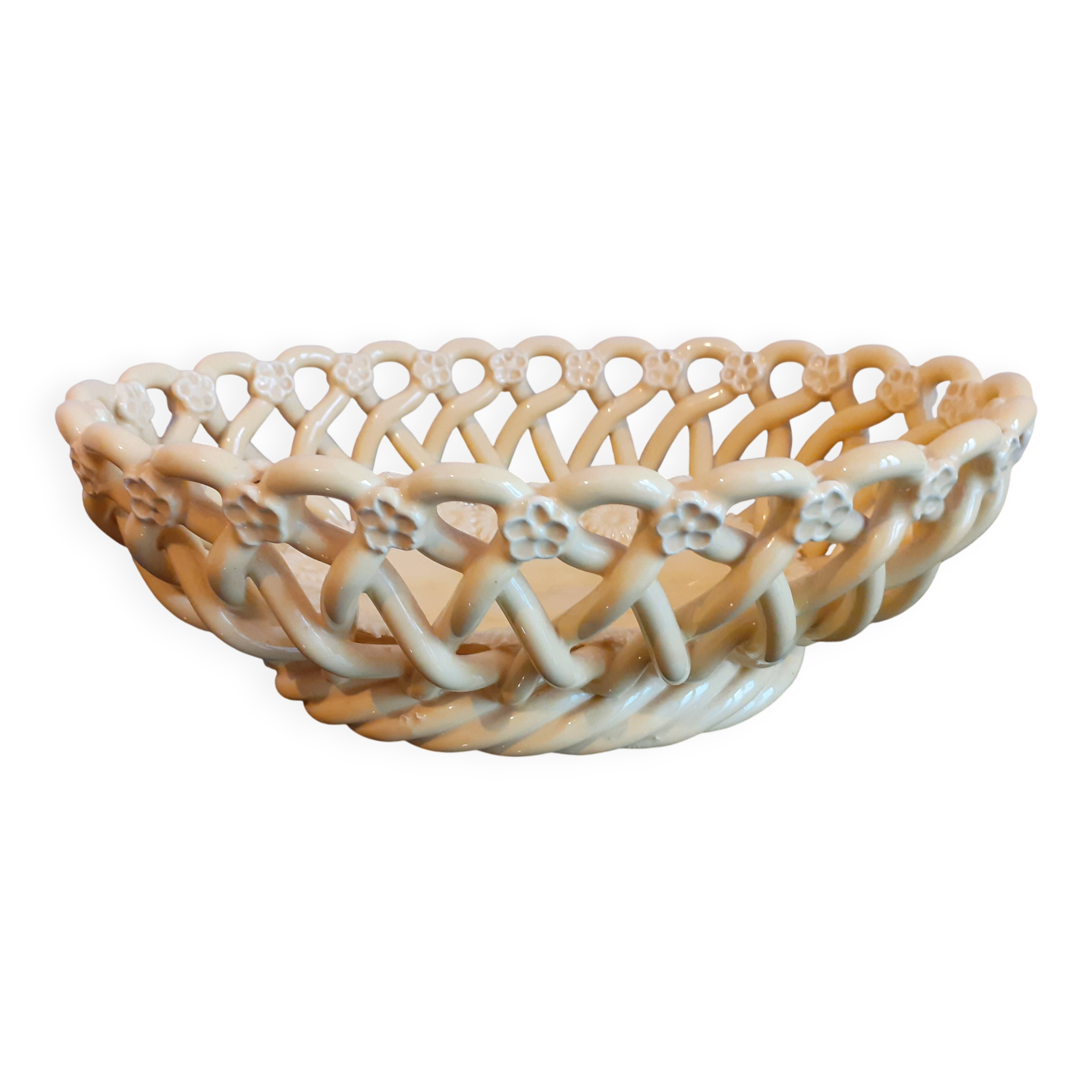 Pichon uzes bernard & véronique handmade / yellow ceramic woven basket