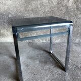 Bedside table in blue plexiglass and chrome metal, 1970