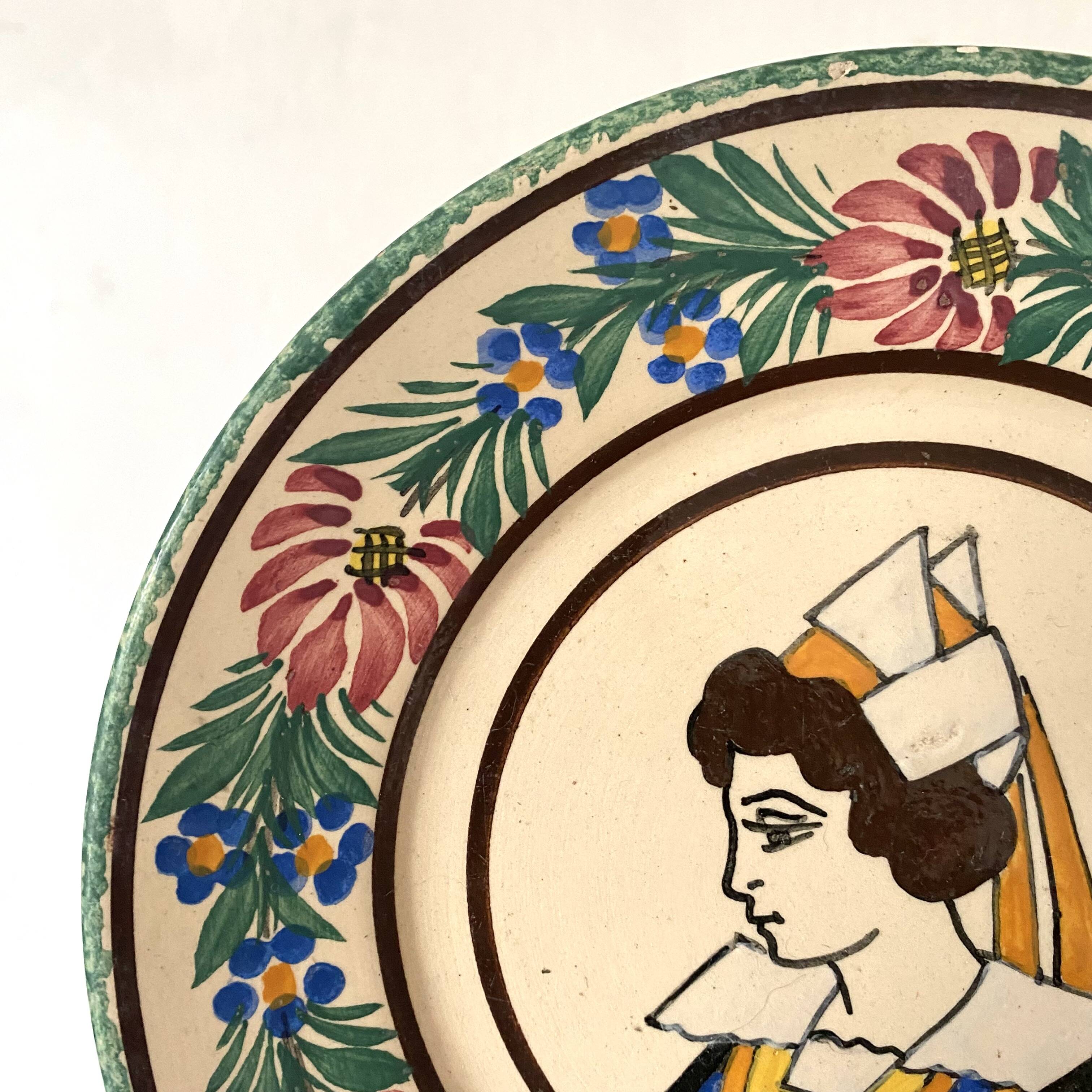 Quimper Breton plate and flowers