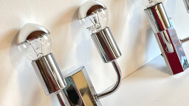 Pair of geometric wall lamps years 70 space age