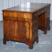 Vintage Green Hunter Leather Pedestal Desk by Bevan Funnell