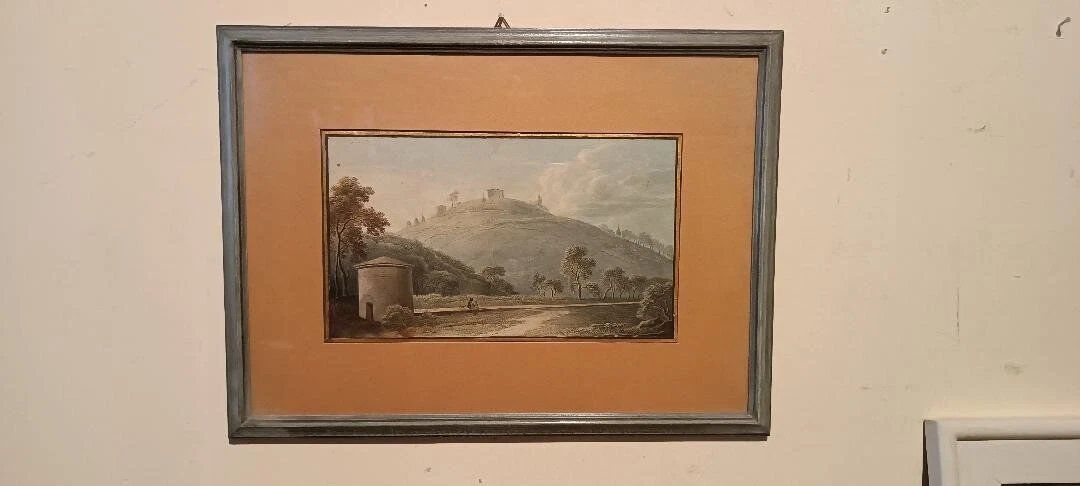 Old watercolour on paper from the early 19th century - landscape