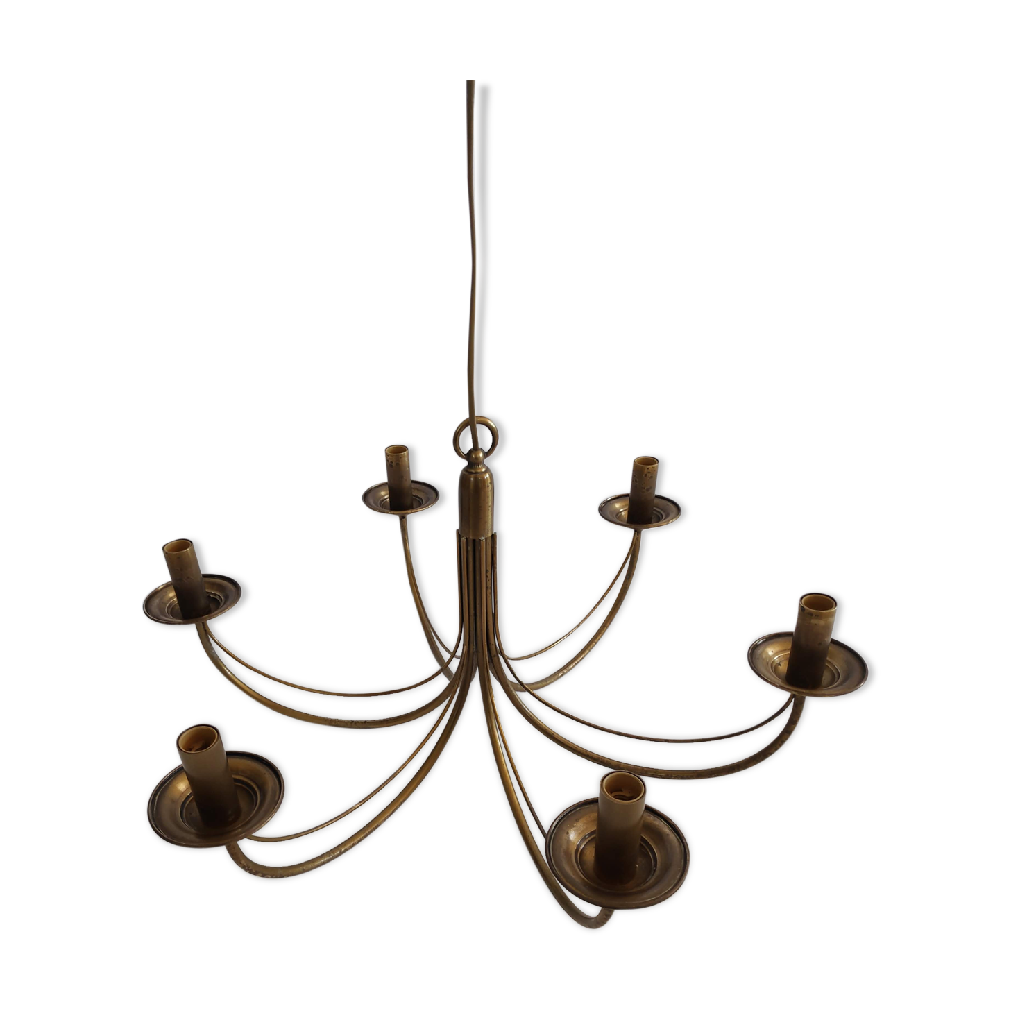 Chandelier in patinated brass of the years 70