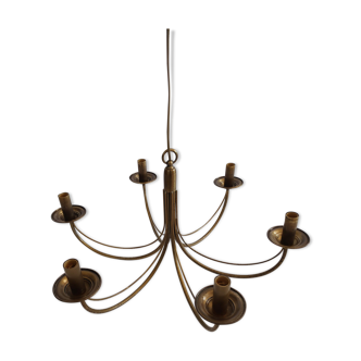 Chandelier in patinated brass of the years 70