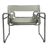 "Wassily" armchair by Marcel Breuer for Gavina in white leather.