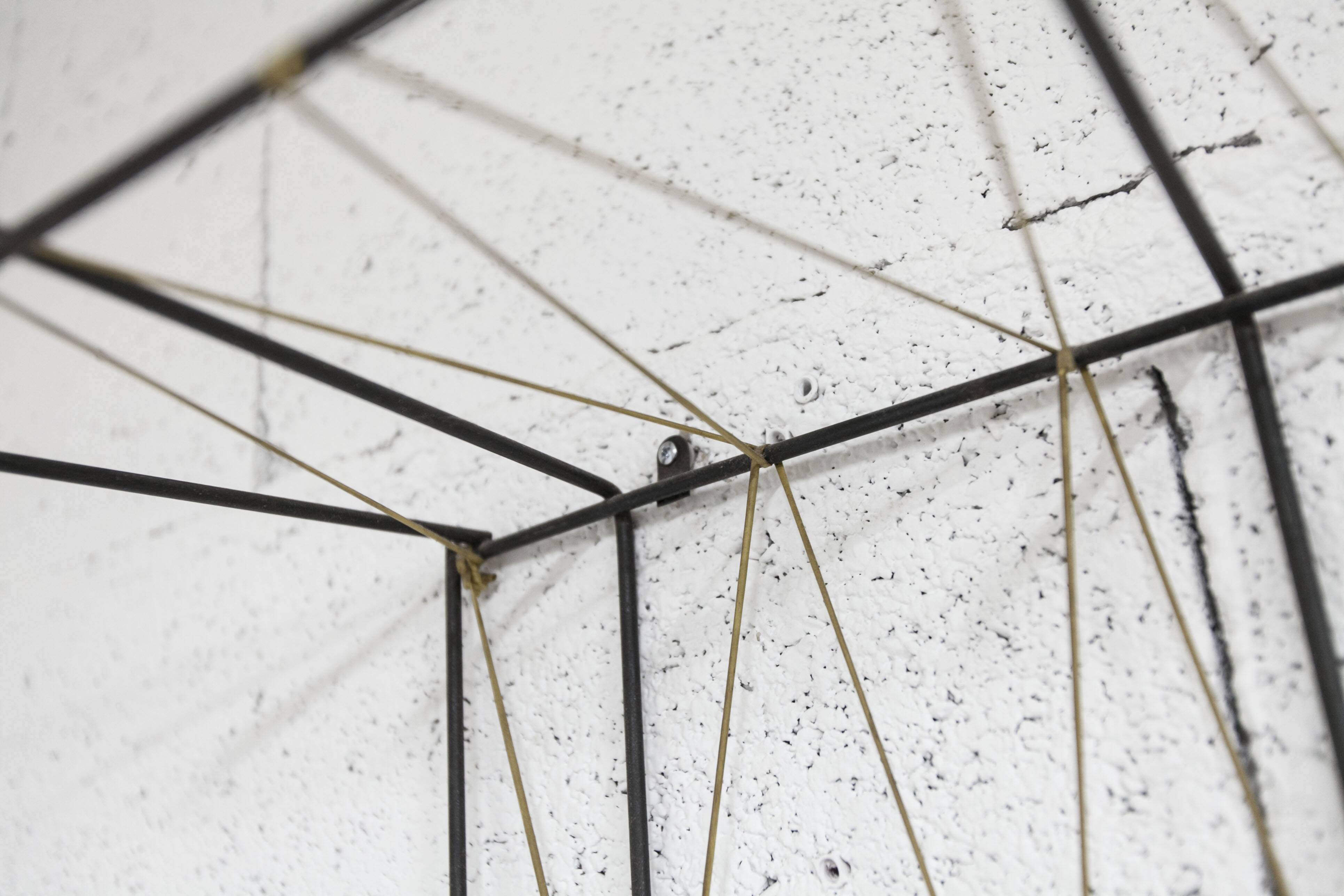 Black steel coat rack and scoubidou wire 1960